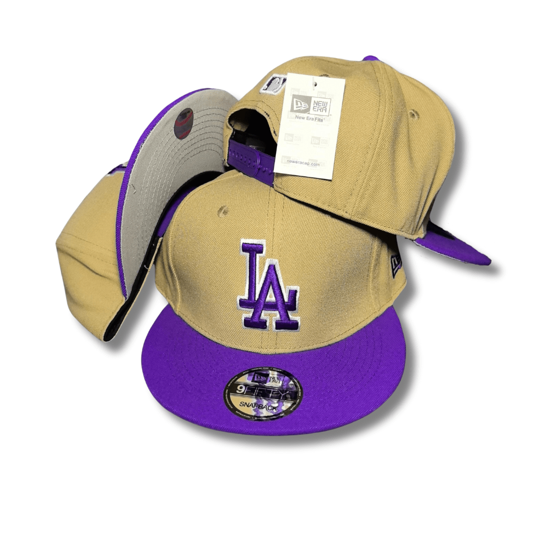 Los Angeles Dodgers with Purple Brim Beige and Purple ¨C Snapback Cap