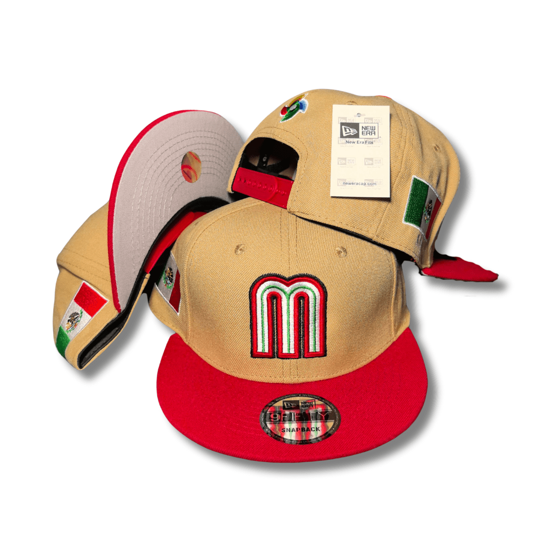 New Era 59Fifty Mexico World Baseball Classic Hat Tan, Red ¨C Snapback Cap