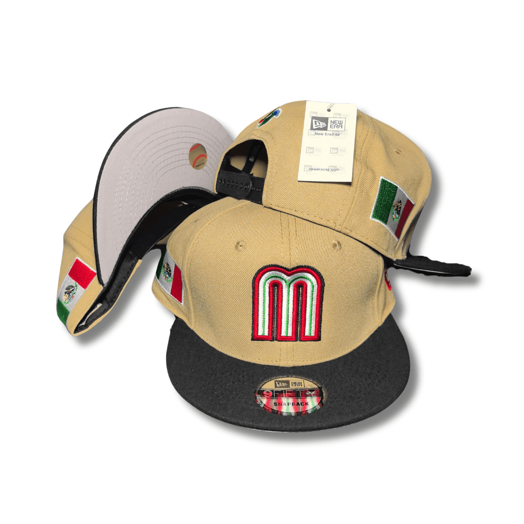 New Era 59Fifty Mexico World Baseball Classic Hat Tan, Black ¨C Snapback Cap