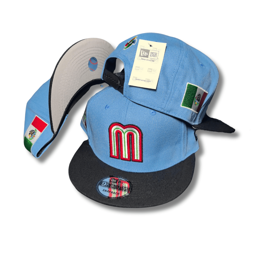 New Era 59Fifty Mexico World Baseball Classic Hat Light Blue, Black ¨C Snapback Cap