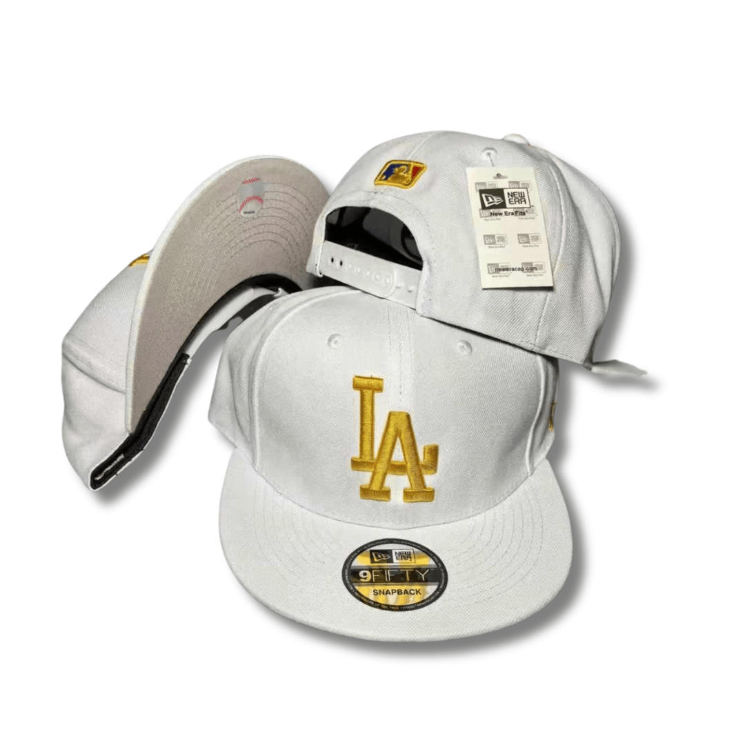 Los Angeles Dodgers White with Gold Embroidered Logo ¨C Snapback Cap