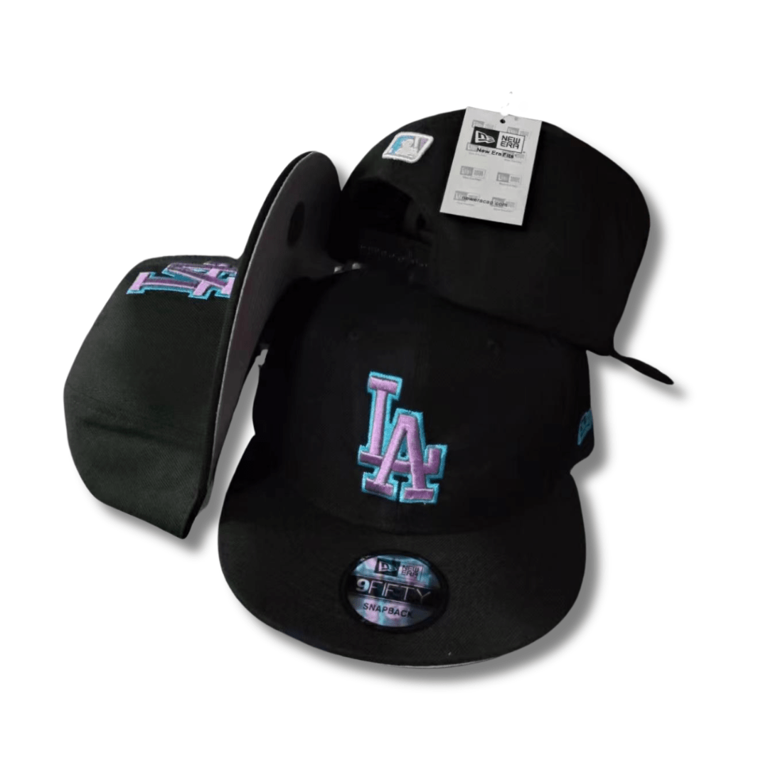 Los Angeles Dodgers Black with Purple and Teal Embroidered Logo ¨C Snapback Cap