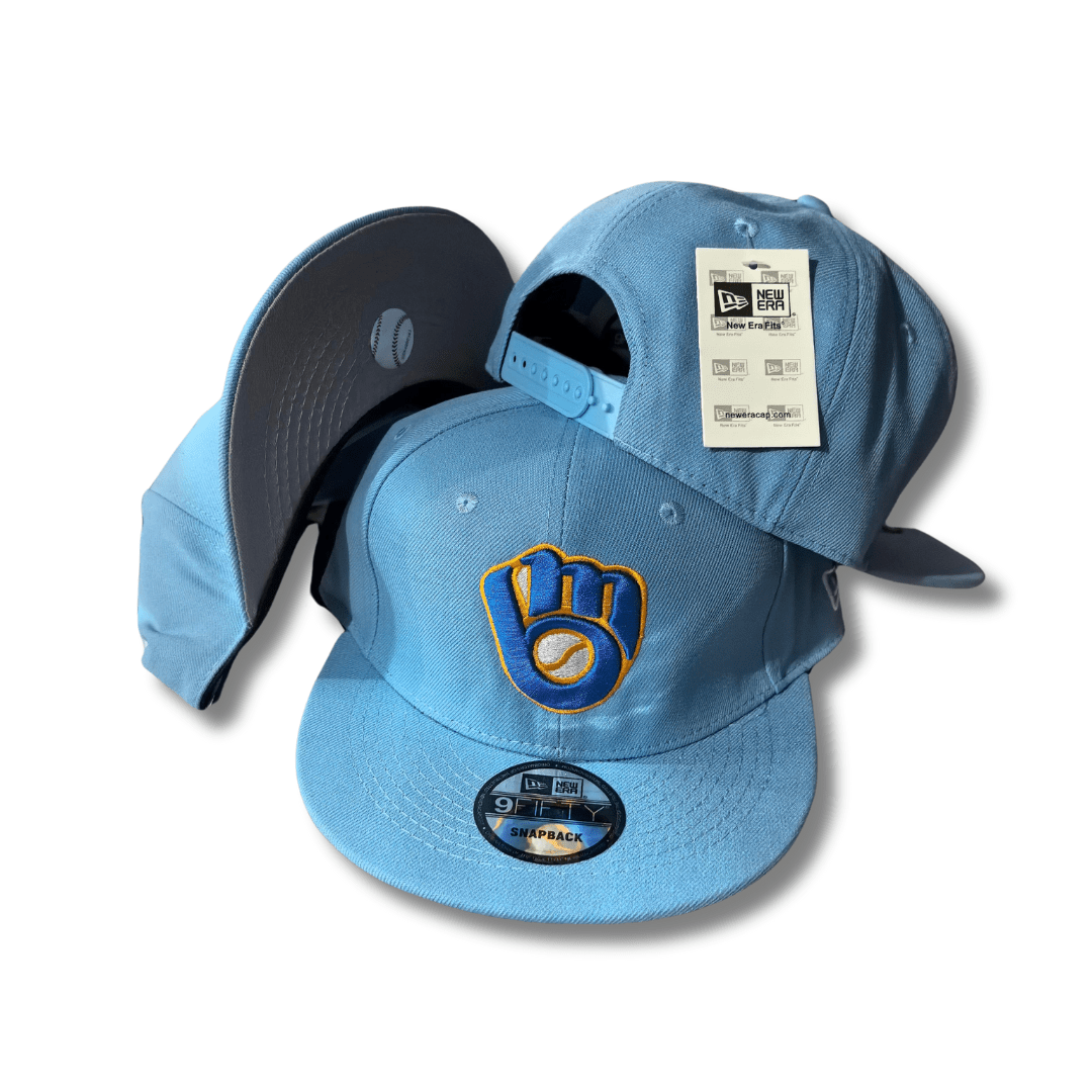 Milwaukee Brewers Light Blue with Iconic Glove Logo ¨C Snapback Cap