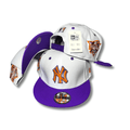 New York Yankees 9FIFTY with Orange Logo and Purple Brim White and Purple ¨C Snapback Cap