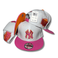 New York Yankees 9FIFTY with Pink Brim and Orange Accents White and Pink ¨C Snapback Cap