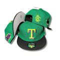 Texas Rangers Green Dual Logo Design with Black Brim and Side Patches ¨C Snapback Cap