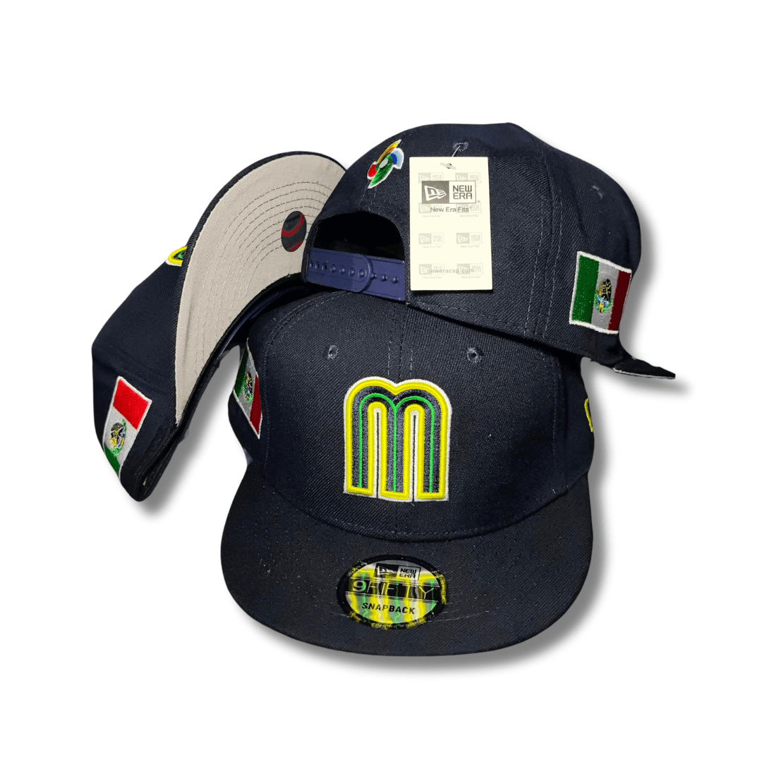 Mexico National Baseball Team New Era 9Fifty with Flag Patches  Navy Blue ¨C Snapback Cap