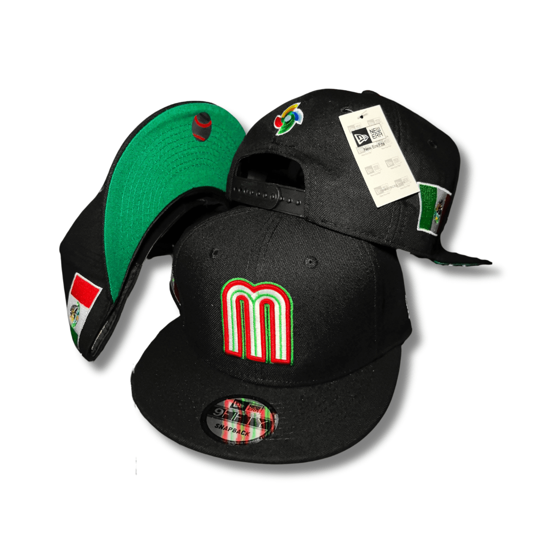Mexico National Baseball Team New Era 9Fifty Black with Green and Red Details ¨C Snapback Cap