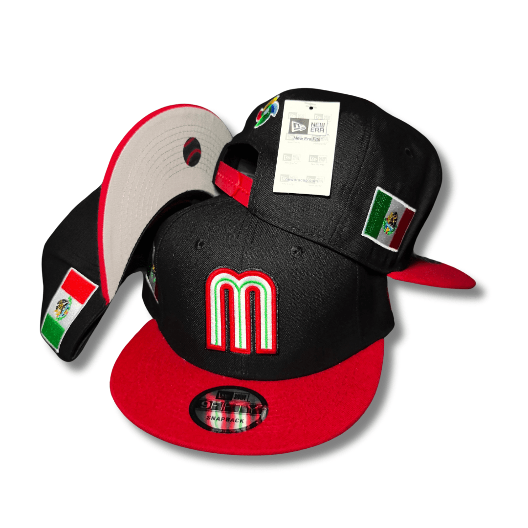 Mexico National Baseball Team New Era 9Fifty Black and Red with Flag Details ¨C Snapback Cap