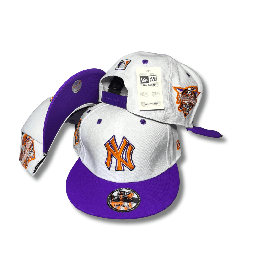 New York Yankees White and Purple Bold Orange Embroidery ¨C Snapback Cap
