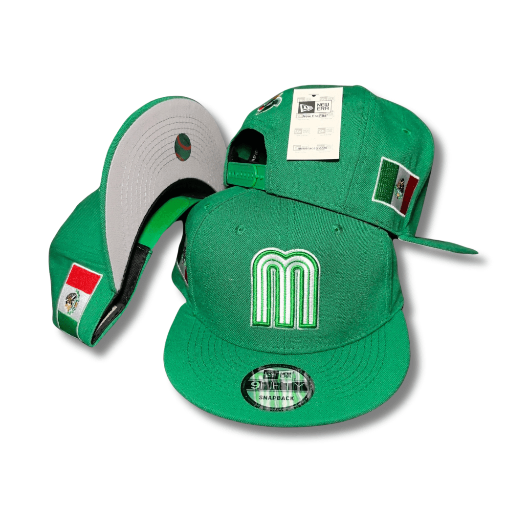 Mexico National Baseball Team Green with Flag Embroidery ¨C Snapback Cap