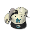 Miami Marlins Cream and Black with Embroidered blue Logo ¨C Snapback Cap