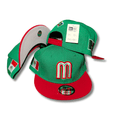 Mexico Baseball Green and Red with Flag Embroidered Patches ¨C Snapback Cap