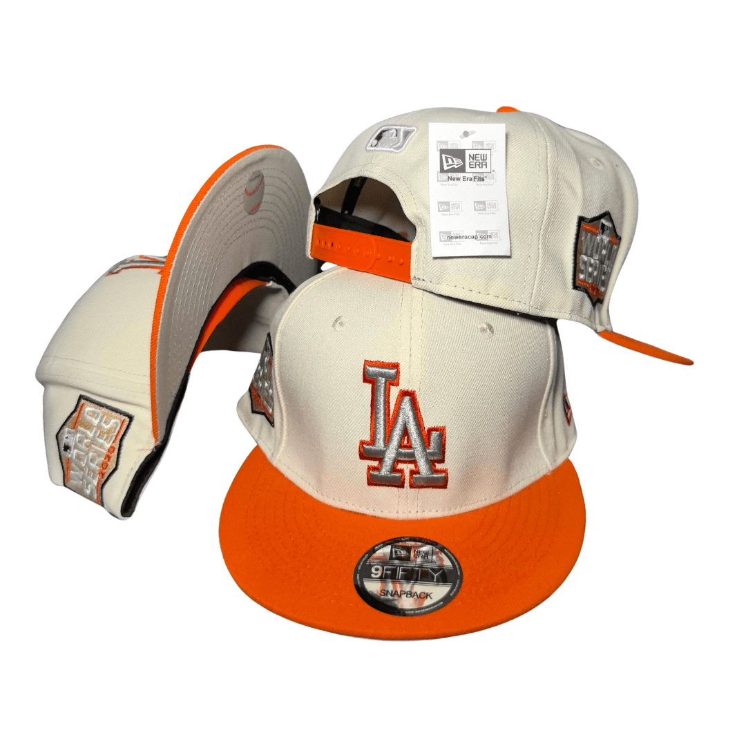 Los Angeles Dodgers Cream and Orange with World Series Side Patches ¨C Snapback Cap