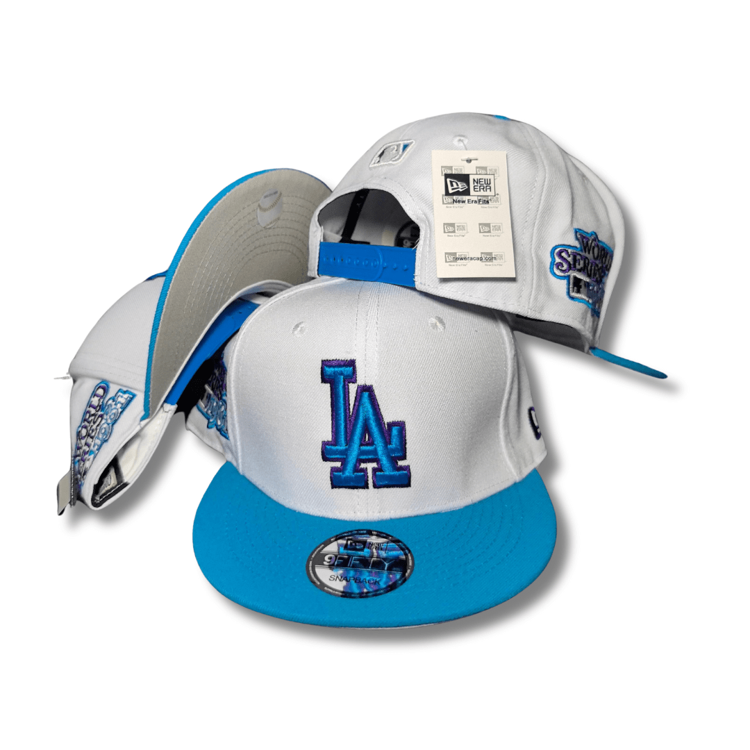 Los Angeles Dodgers White and Blue with World Series Embroidered Patches ¨C Snapback Cap