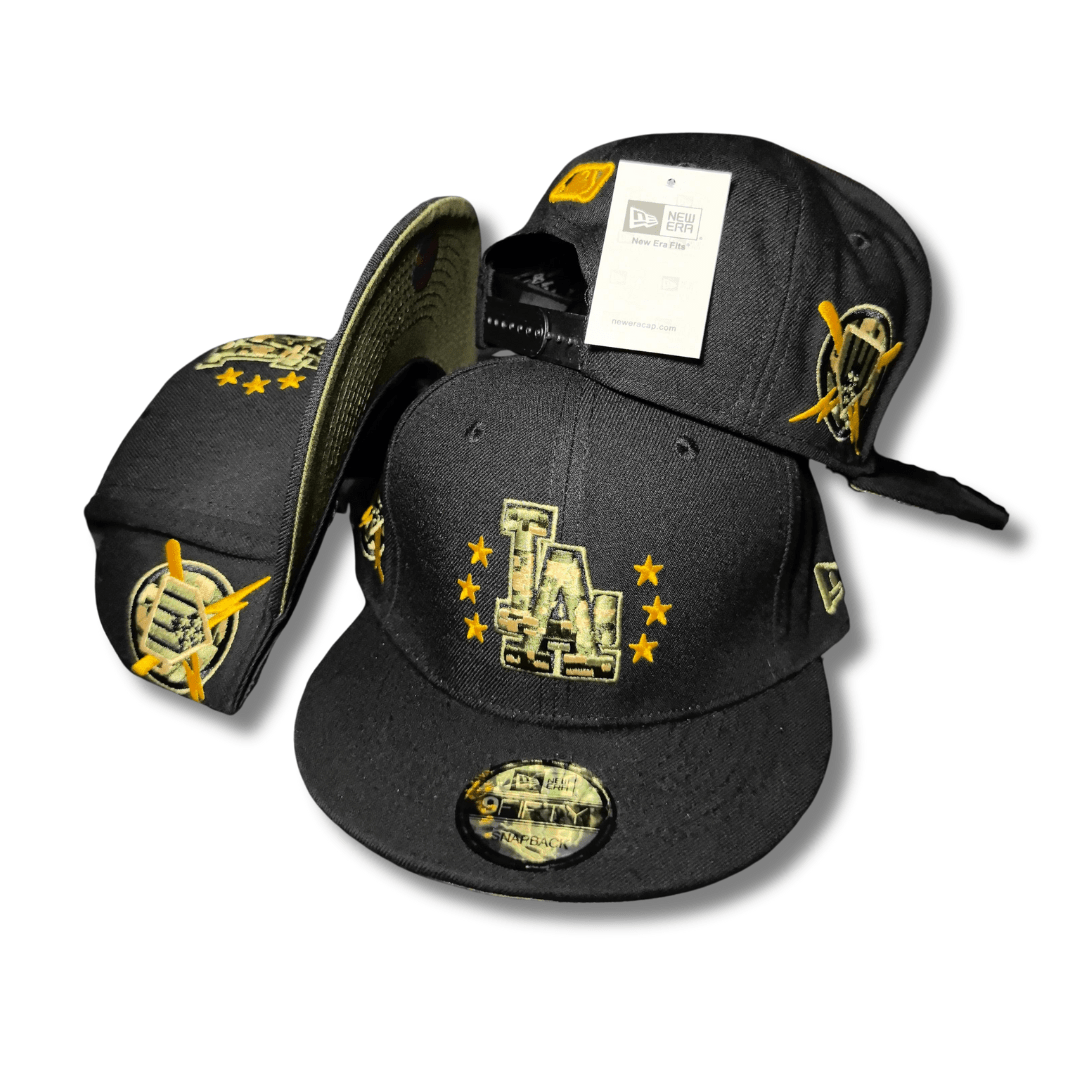 Los Angeles Dodgers Black with Gold Embroidered Stars and Camo Accents ¨C Snapback Cap