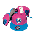 New York Yankees Pink and Blue with Retro Logo and Side Patches ¨C Snapback Cap