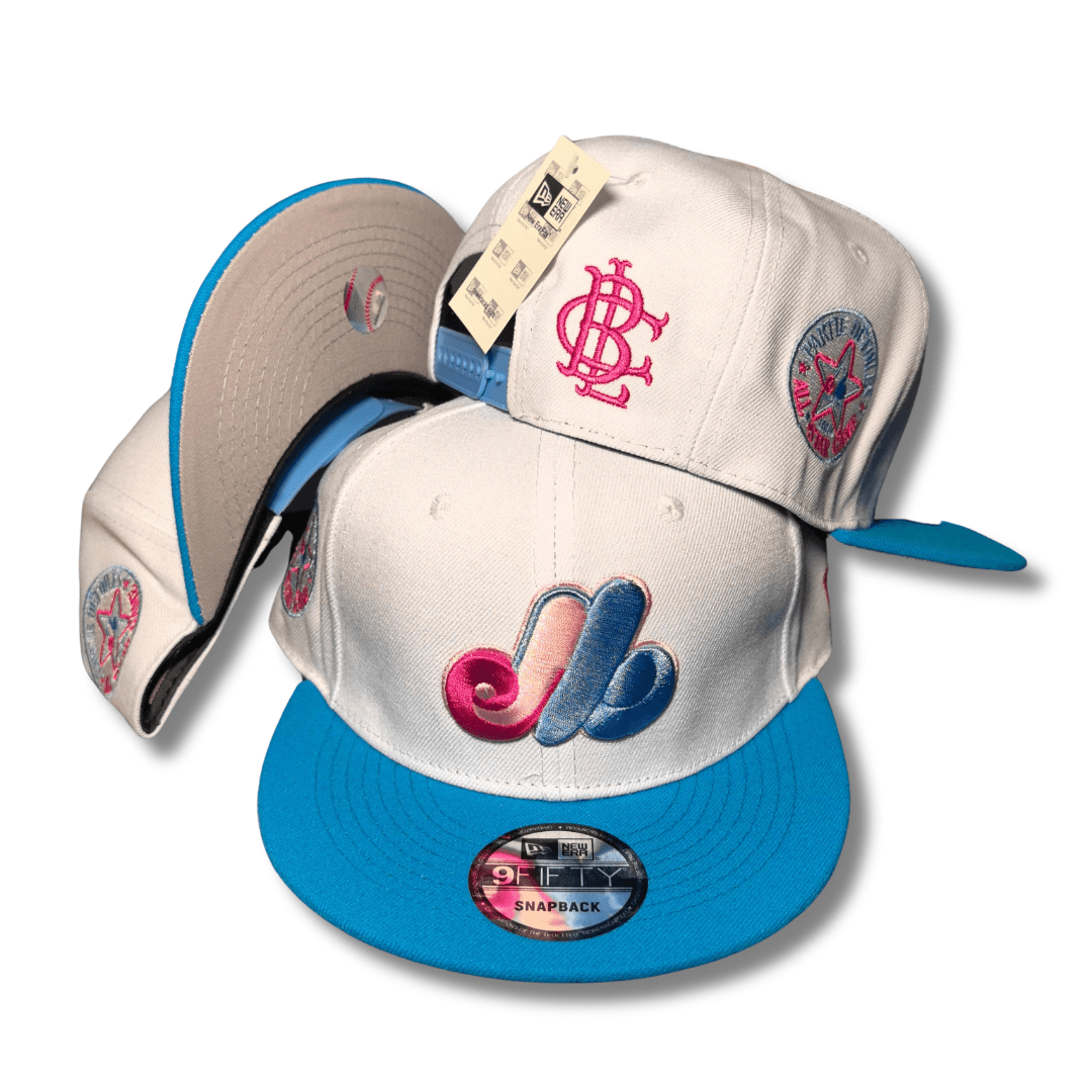 Montreal Expos White and Blue with Retro Logo and All-Star Patch ¨C Snapback Cap