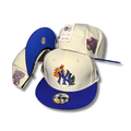 New York Yankees Cream and Blue with Floral Logo and 75th World Series Patch ¨C Snapback Cap