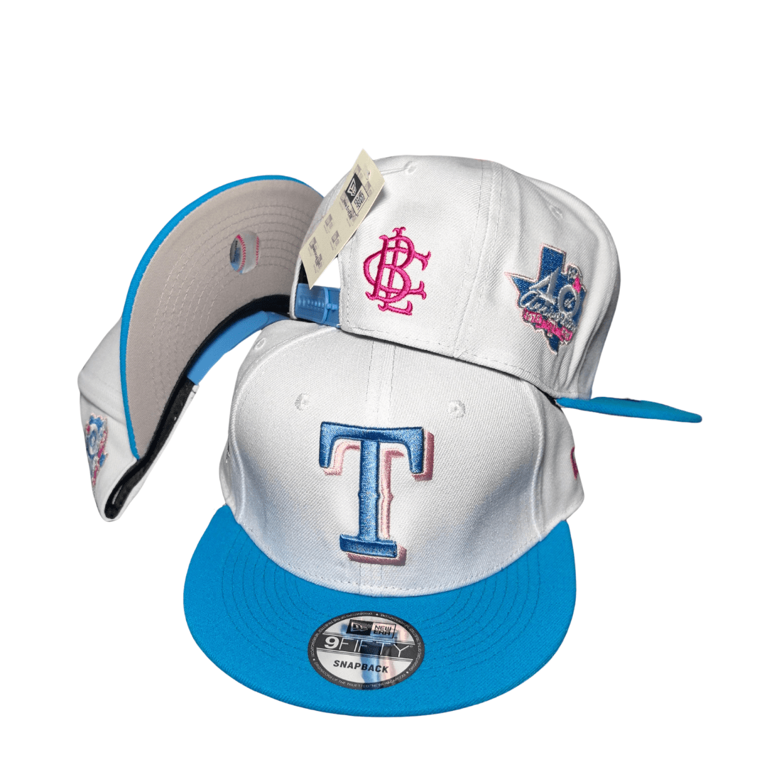 Texas Rangers White and Blue with Embroidered Logo and Side Patches  ¨C Snapback Cap