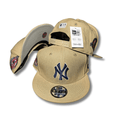 New York Yankees with Navy Embroidered Logo and Collector Side Patches Tan ¨C Snapback Cap