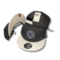 New York Yankees with Striped Circle Logo Black and White ¨C Snapback Cap