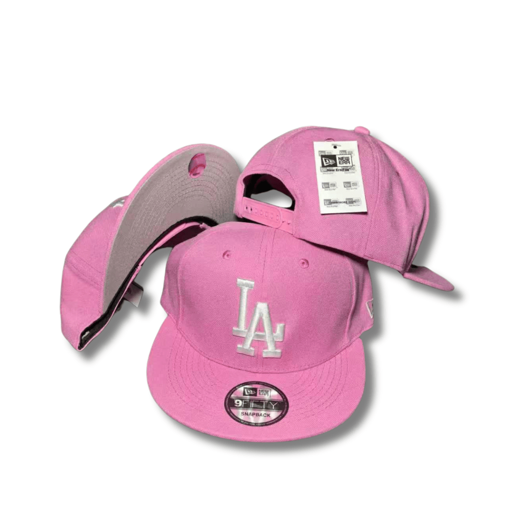 LA Dodgers with White Embroidered Logo Pink ¨C Snapback Cap