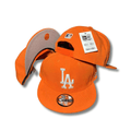 LA Dodgers with White Embroidered Logo Vibrant Orange ¨C Snapback Cap