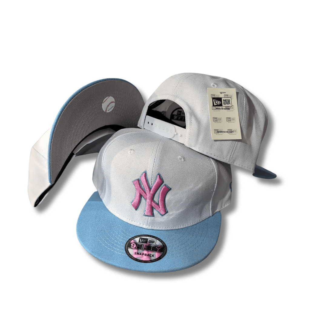 New York Yankees New Era 9FIFTY White and Light Blue with Pink Logo ¨C Snapback Cap