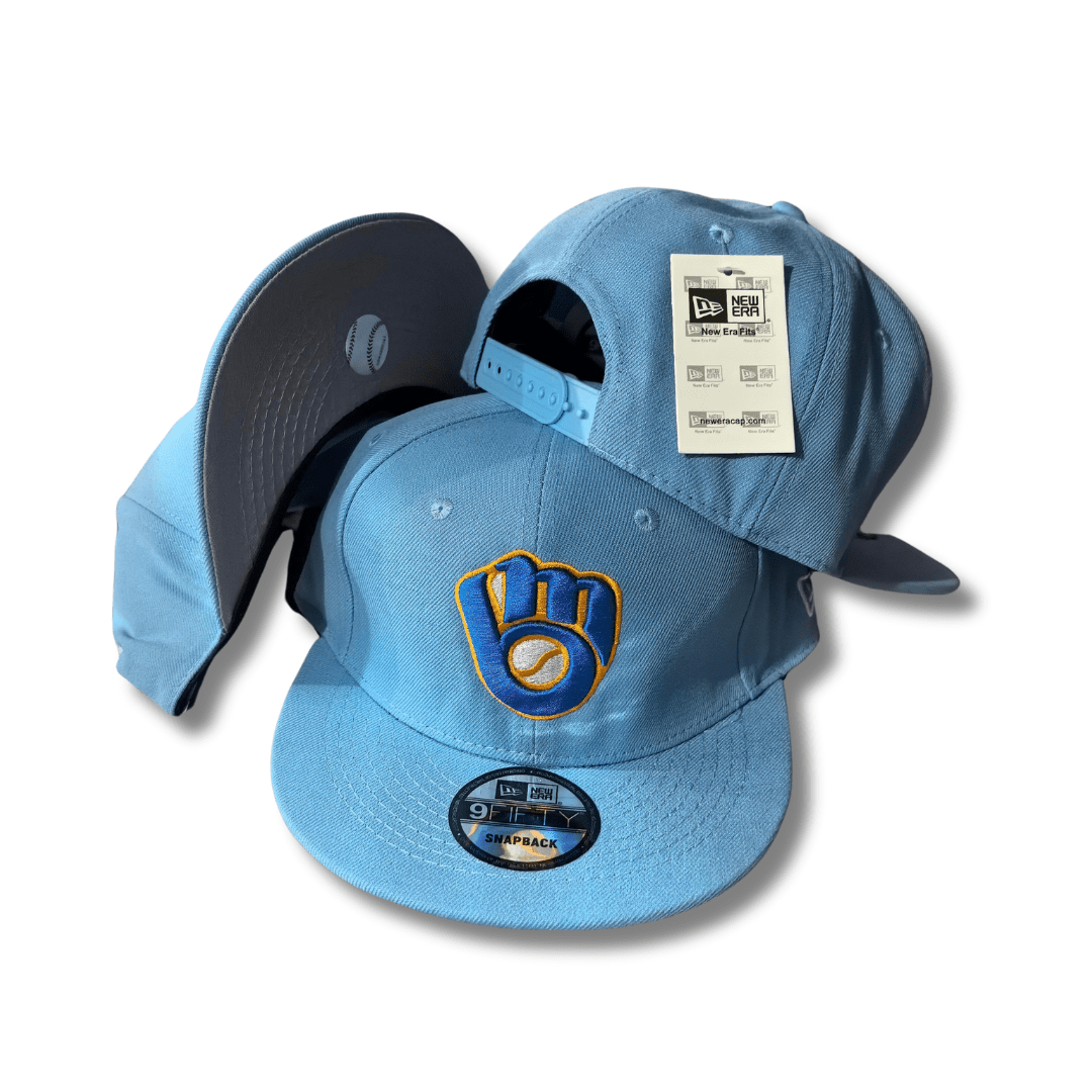 Milwaukee Brewers New Era 9FIFTY Light Blue with Retro Ball Glove Logo ¨C Snapback Cap