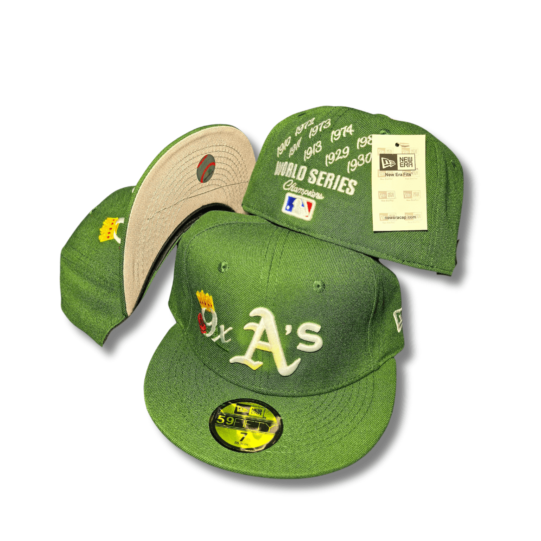 Oakland Athletics MLB Cap with World Series Champions Embroidery and Crown Patch ¨C Fitted Cap