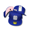 Team Mexico with Embroidered Logo and Pink Underbrim Royal Blue ¨C Fitted Cap