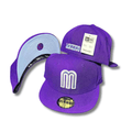 Team Mexico with Iridescent Purple Logo and Sky Blue Underbrim Purple ¨C Fitted Cap