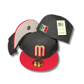 Team Mexico with Embroidered Logo and Red Brim Black ¨C Fitted Cap