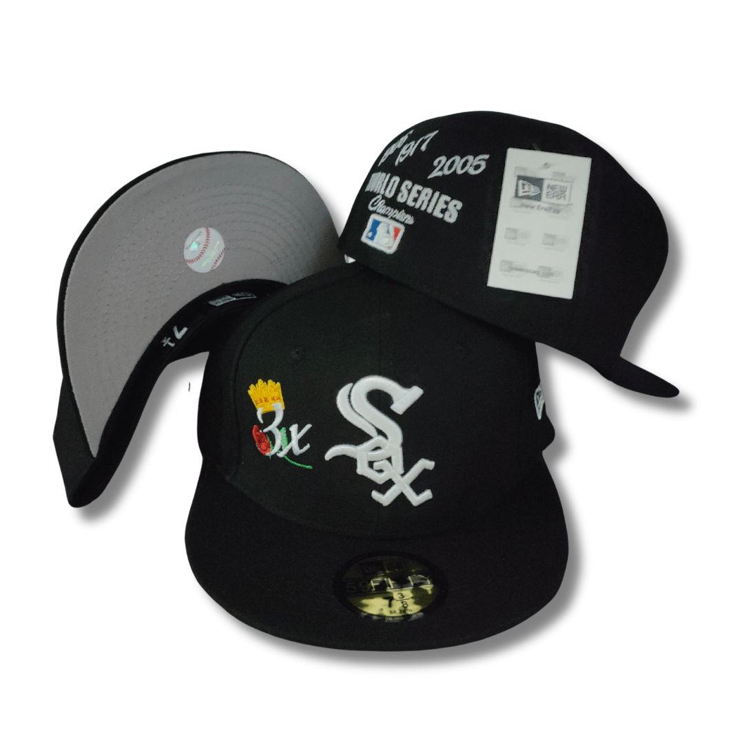 Chicago White Sox World Series Fitted Hat with Logo Black and White ¨C Fitted Cap