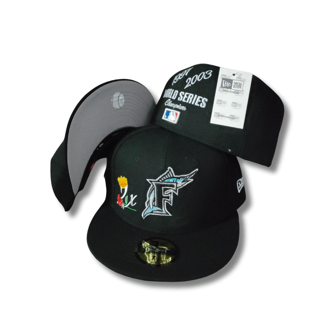 Florida Marlins 59FIFTY Fitted Hat with World Series Champions Embroidery Black ¨C Fitted Cap
