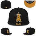 Los Angeles Angels Fitted Hat ¨C Black with Gold Logo and Orange Undervisor