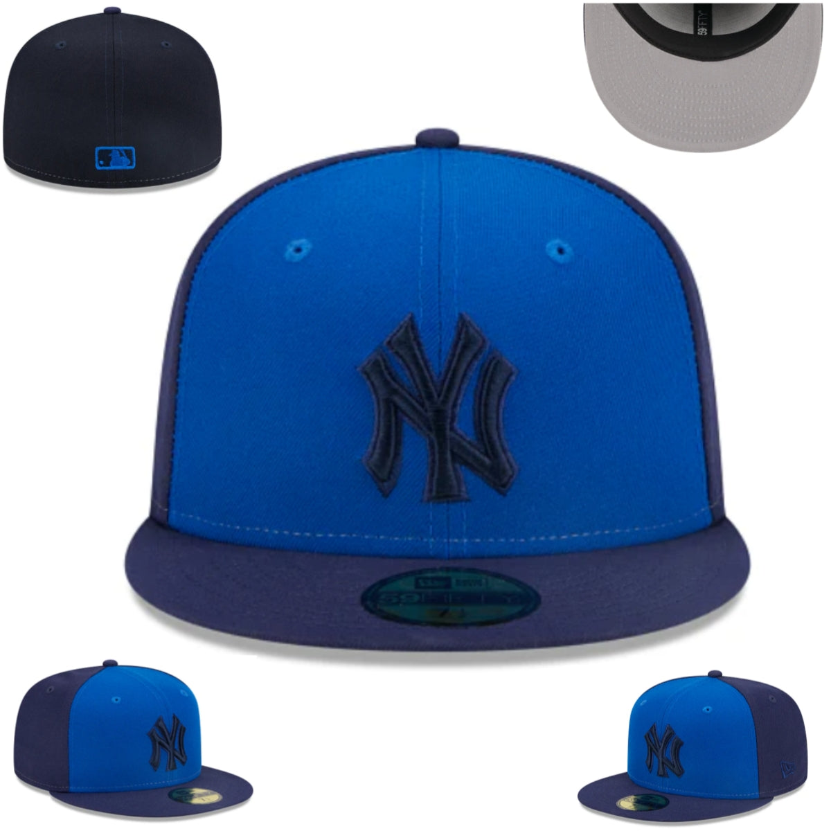 New York Yankees Fitted Hat ¨C Blue with Navy Logo and Gray Undervisor