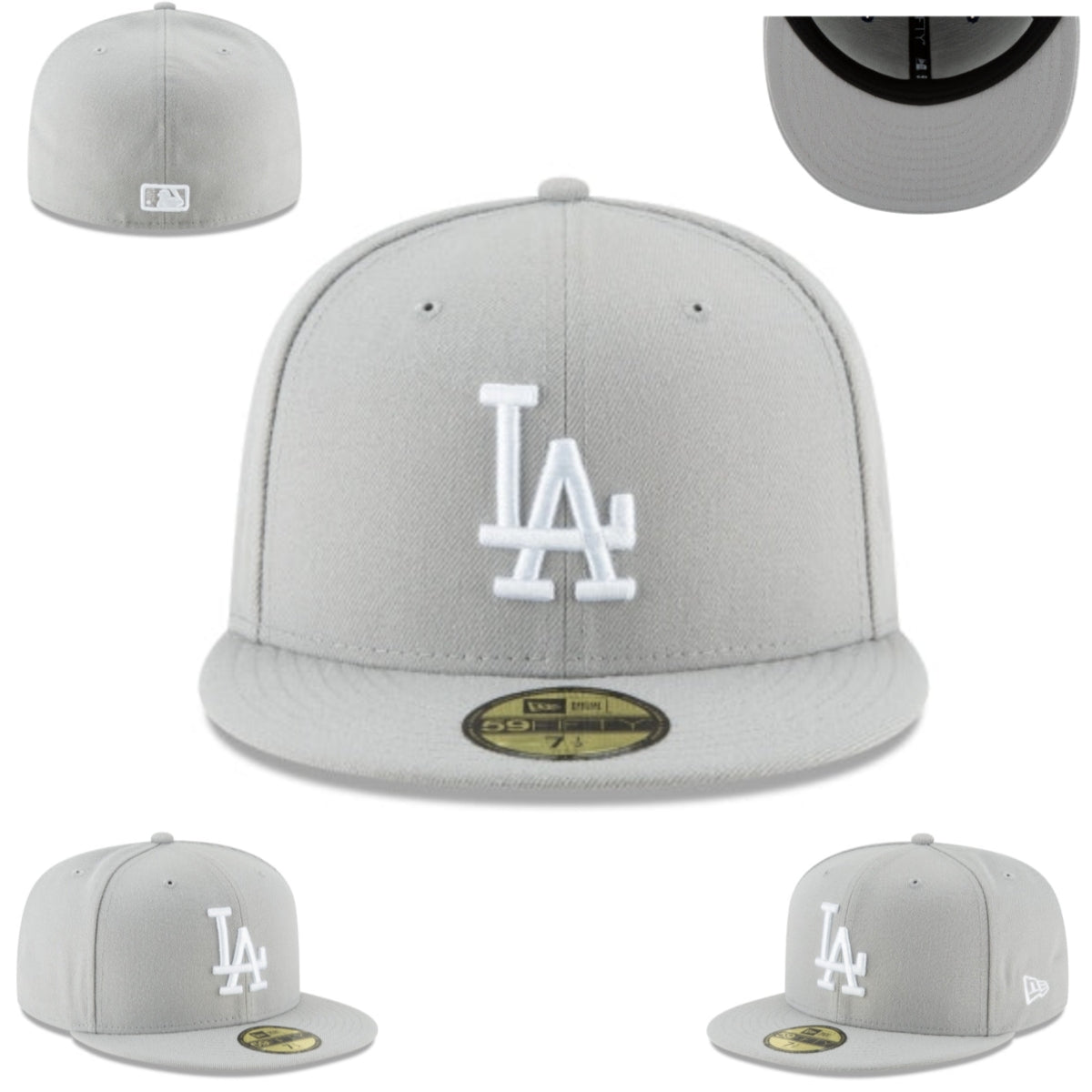 Los Angeles Dodgers Fitted Hat ¨C Light Gray with White Logo and Gray Undervisor