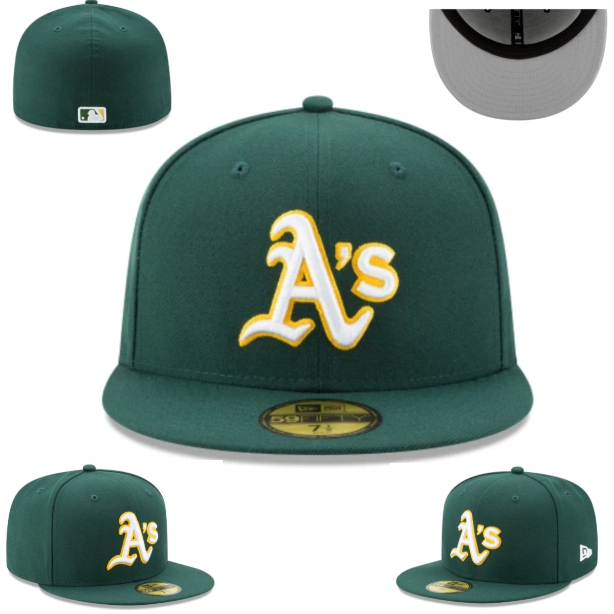 Oakland Athletics Fitted Hat ¨C Forest Green with White and Gold Logo