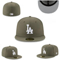 Los Angeles Dodgers Fitted Hat ¨C Olive Green with White Logo and Gray Undervisor