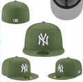 New York Yankees Fitted Hat ¨C Olive Green with White Logo and Gray Undervisor