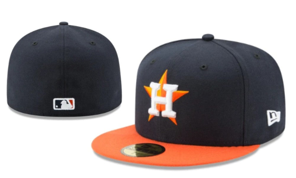 Houston Astros Fitted Hat ¨C Navy with Orange Brim and Star Logo