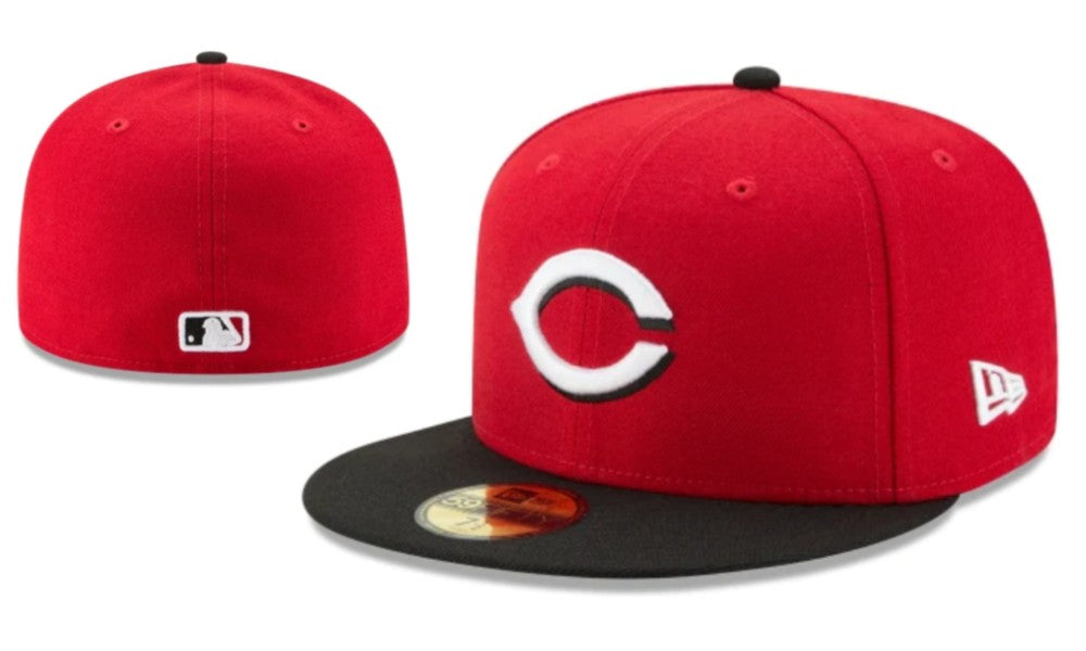 Cincinnati Reds Official Fitted Hat with Black Visor ¨C Red and Black