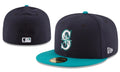 Seattle Mariners Fitted MLB Cap with Aqua Blue Visor ¨C Navy and Aqua