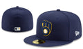 Milwaukee Brewers MLB Fitted Cap ¨C Navy Blue with Gold Logo