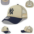 New York Yankees Trucker Cap with Embroidered Logo ¨C Beige and Navy