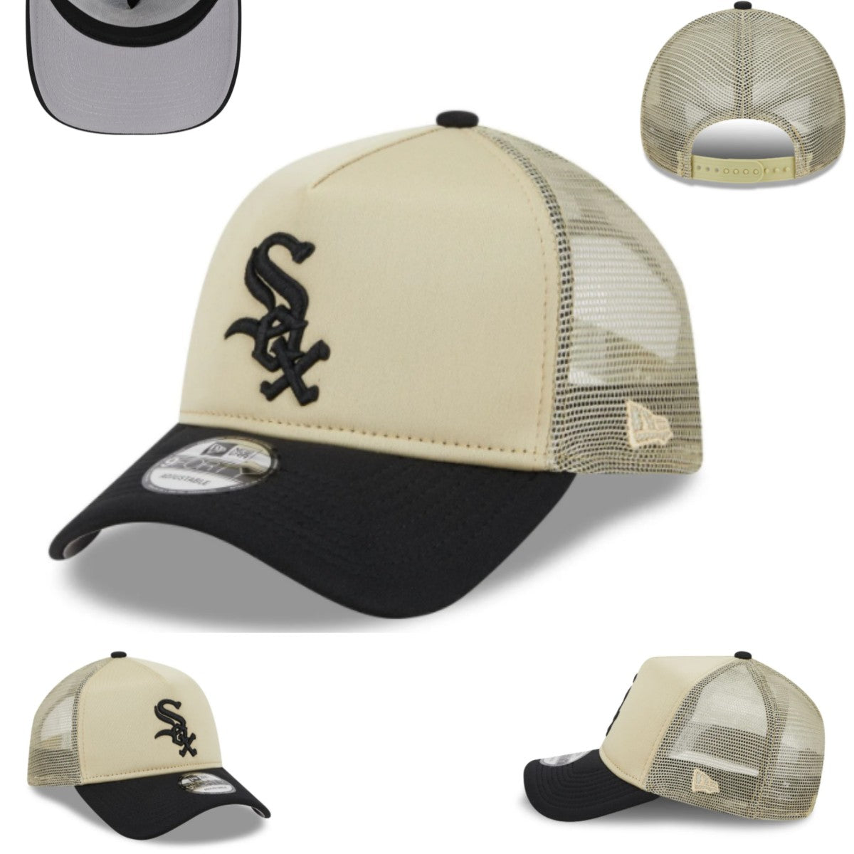 Chicago White Sox Trucker Cap with Mesh Back ¨C Beige and Black
