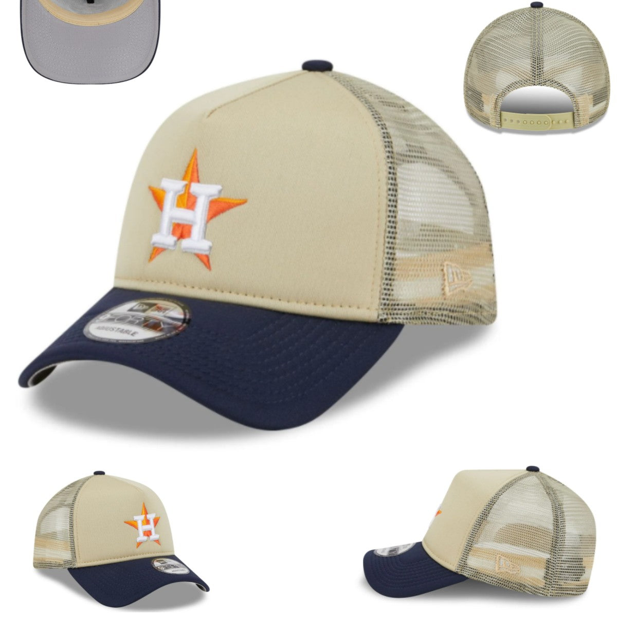 Houston Astros Trucker Cap with Mesh Back ¨C Beige and Navy