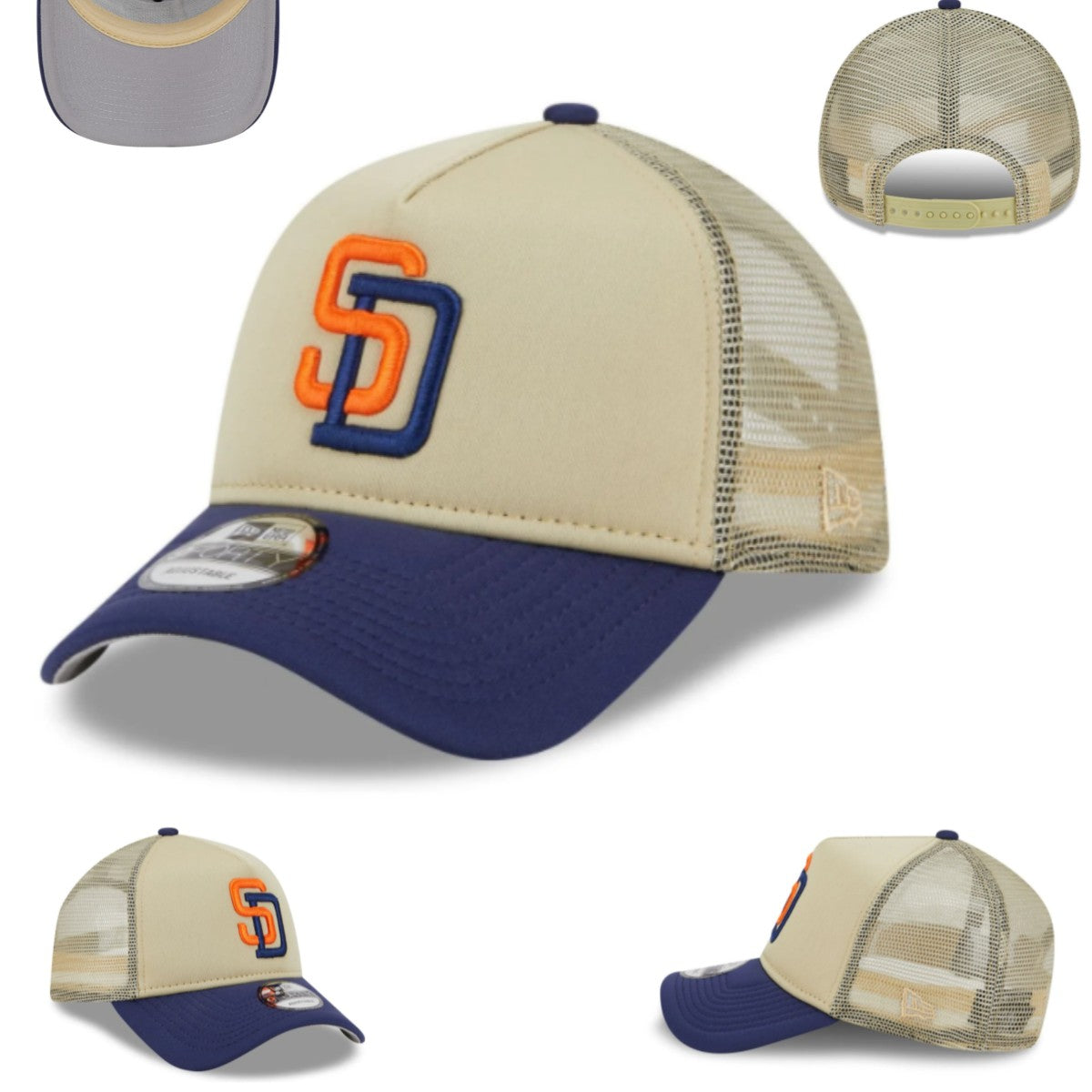 San Diego Padres Trucker Cap with Mesh Back ¨C Beige and Navy